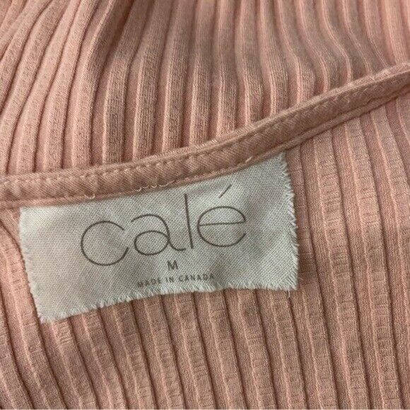 Calé Ribbed Knit Crop Tank Top Blush Pink Minimalist Aesthetic M Made In Canada - Picture 5 of 5